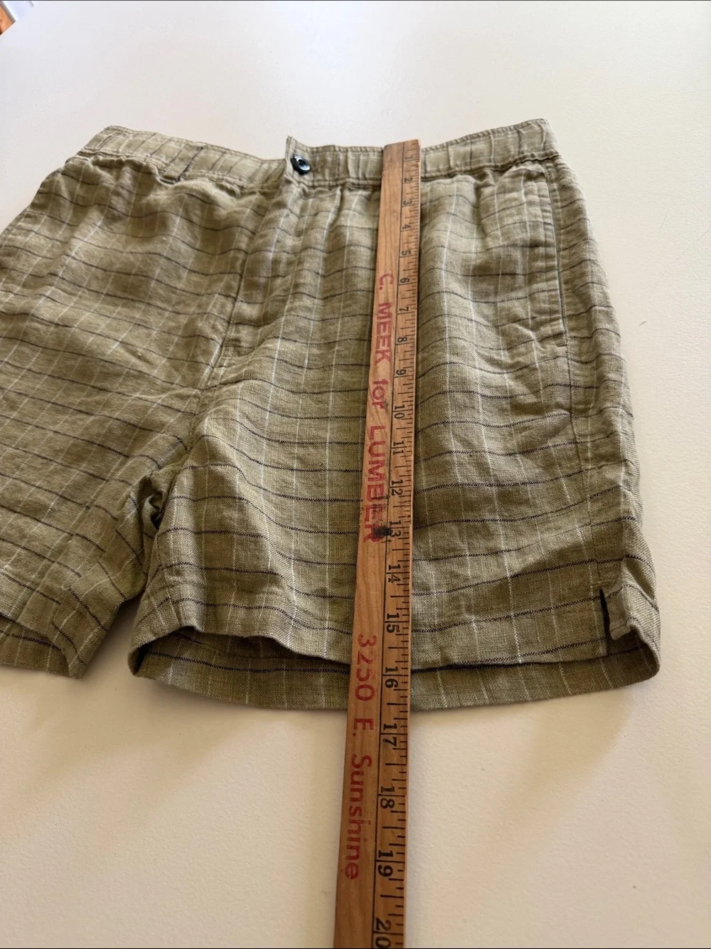 Todd Snyder Tan Windowpane Linen-Blend Shorts Sz S.  Box24
